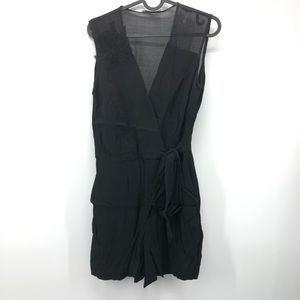 Sandro Black Sleeveless Crepe Romper b3b